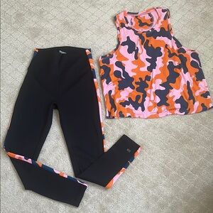 Colorful Splits59 Camouflage Tank and Black Leggings Set